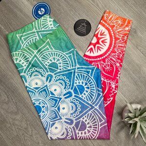 Rainbow Ombre Mandala Print Soft Stretchy High Waist Leggings